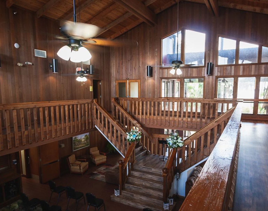 upstairs overlooking lobby in ben griffin hall lodge