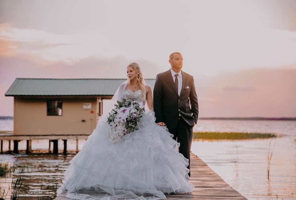 wedding couple on lake haines florida